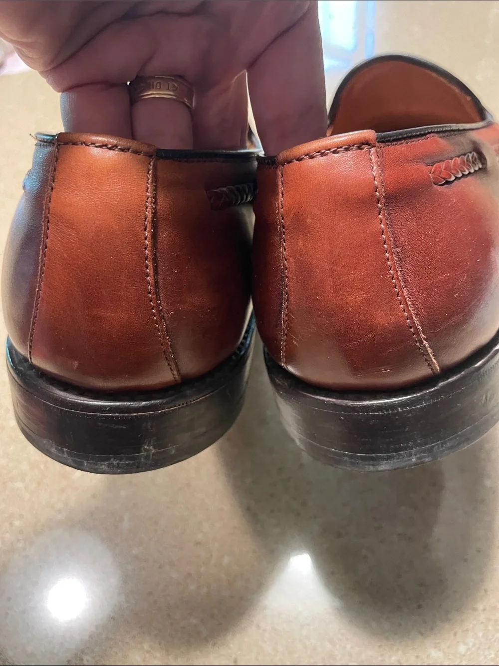 Allen Edmonds Cognac Leather Tassel Loafers - Men